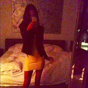 Bebe Yellow Cut Out Shine Dress