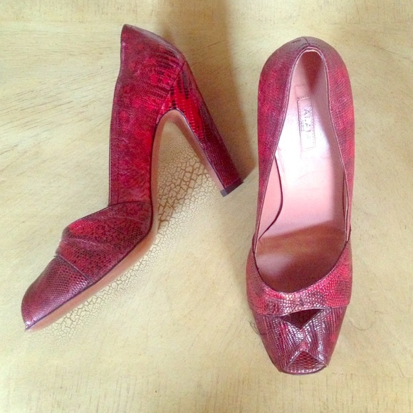 Alaia python peep toe heels