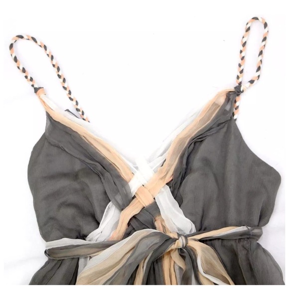 Bailey 44 Silk Gray White Peach Dress - Picture 3 of 4