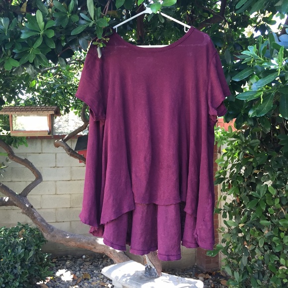 Free People Circle in the Sand Maroon Shirt