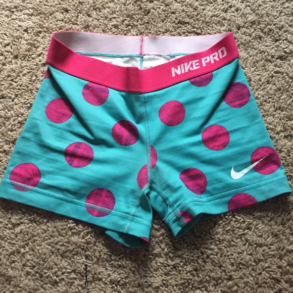 Nike pros blue with pink poka dots
