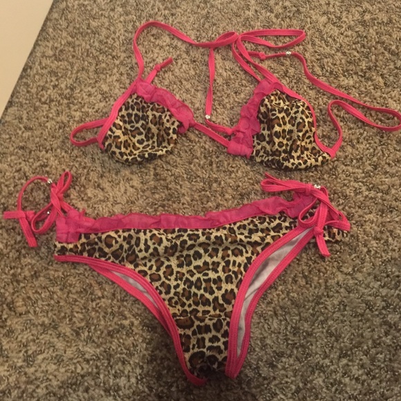 Pink and leopard swim suit