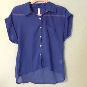 Sheer blue button up