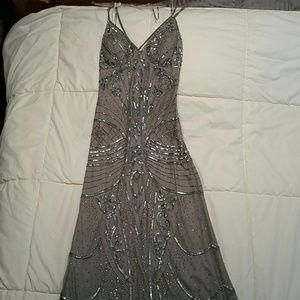 Stunning silver beaded dress ( prom gown)