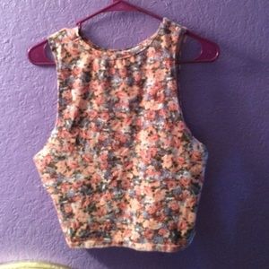 Cropped floral muscle tee& AA band tee bundle