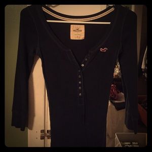 Navy Hollister Co. fitted quarter sleeve top