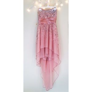 New pink silk high-low dress