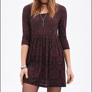 Forever 21 burgundy/black baby doll dress