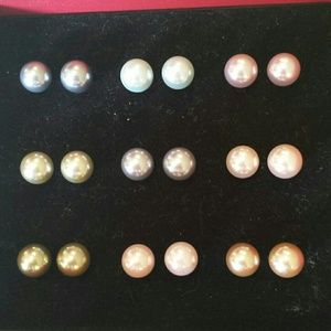 Simulated pearl earring set of 9