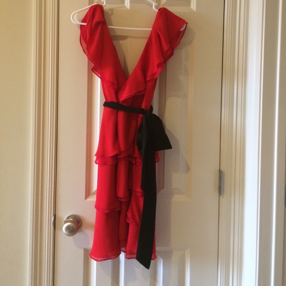 Red ruffled dress