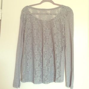 Aerie (American eagle) gray lace back long sleeve