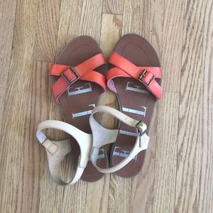 Sandal with buckle and cross-strap detail