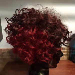 Curly short human hair blend wig