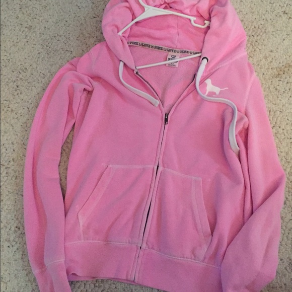 Pink and white zip up jacket from Victoria secret.