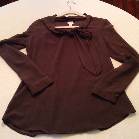 Brown sheer long sleeve top