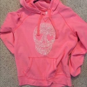 Pink glitter skull hoodie from Aeropostale.