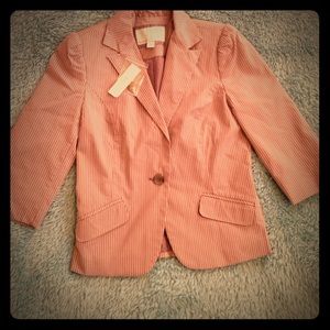 Gray pinstripe blazer 3/4 sleeve