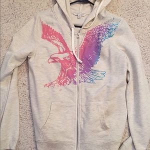 Colorful white American eagle zip up jacket