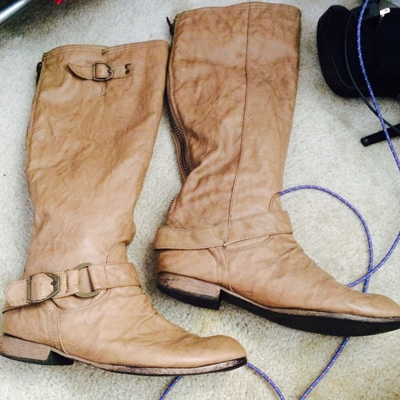 Tan knee high boots