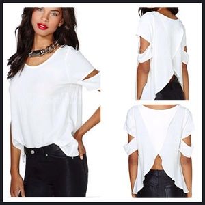 The "Zoe" White cutout short sleeve top