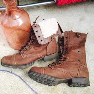 Dark brown multi combat boots