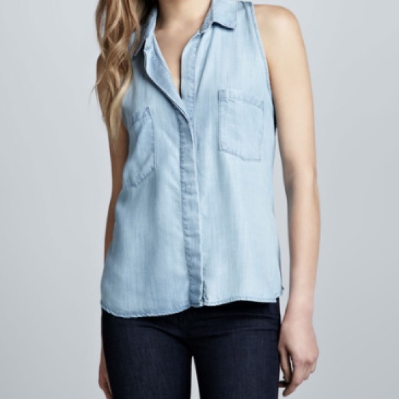 BELLA DAHL SLEEVELESS SPLIT BACK DOWN BUTTON S