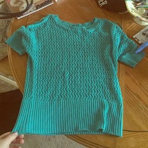 blue shirt with cut out shoulders