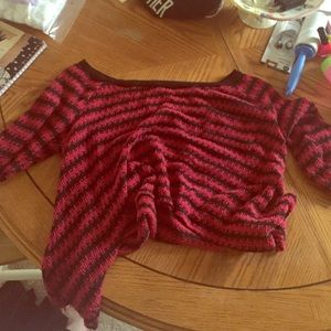 red and black striped crop top