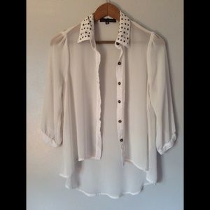 Studded white sheer shirt!