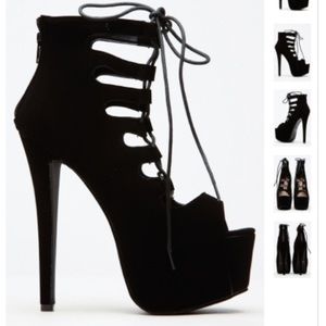 Platform Lace Up Caged Peep Toe Booties 8.5