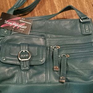 Teal Green Handbag, Genuine Leather