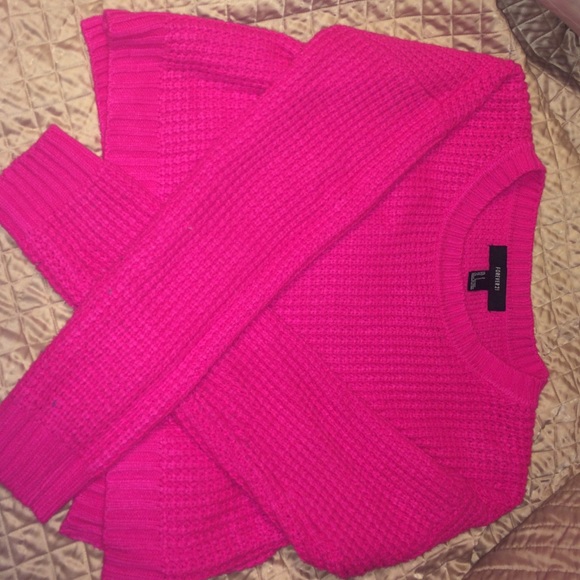 Hot pink crop top sweater