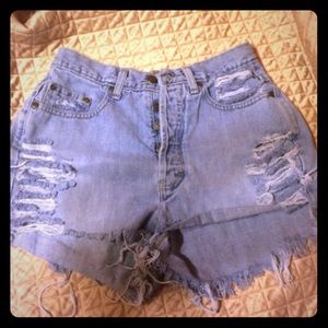 High waisted jean shorts