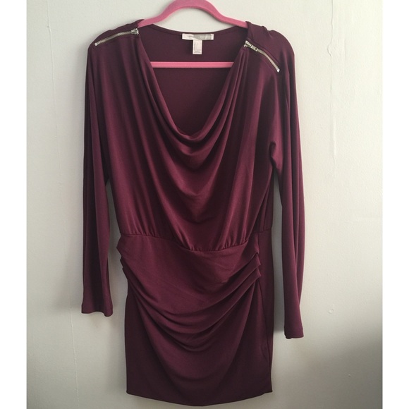 Dress with rousing and zipper detail