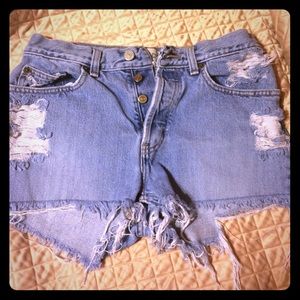 High waisted jean shorts