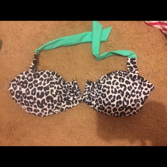 Leopard print bandeau bathing suit top
