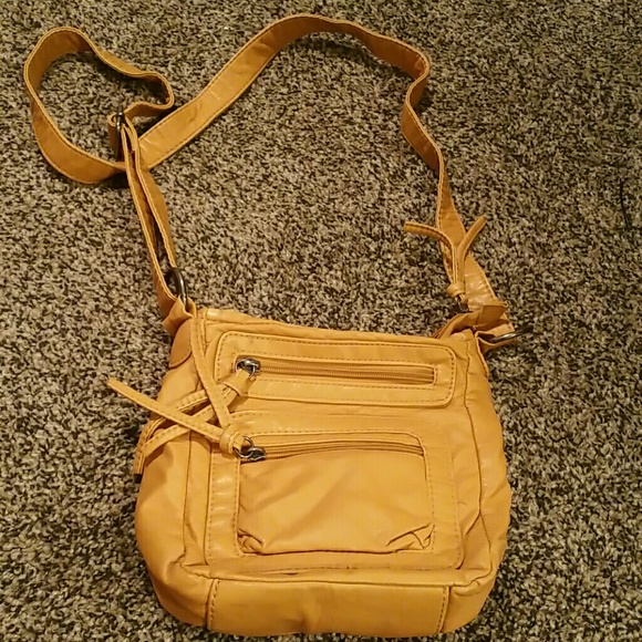 Mustard leather cross body bag