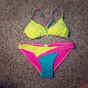Bikini bathing suit! NEON pink, yellow, & blue