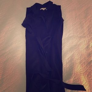 Blue sleeveless wrap dress