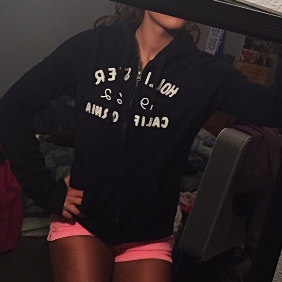 Medium Hollister Navy/Black Zip-up sweatshirt