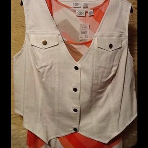 Maxi Dress with White Denim Vest