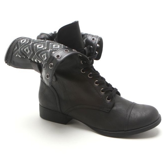 Black tribal fold over combat boots