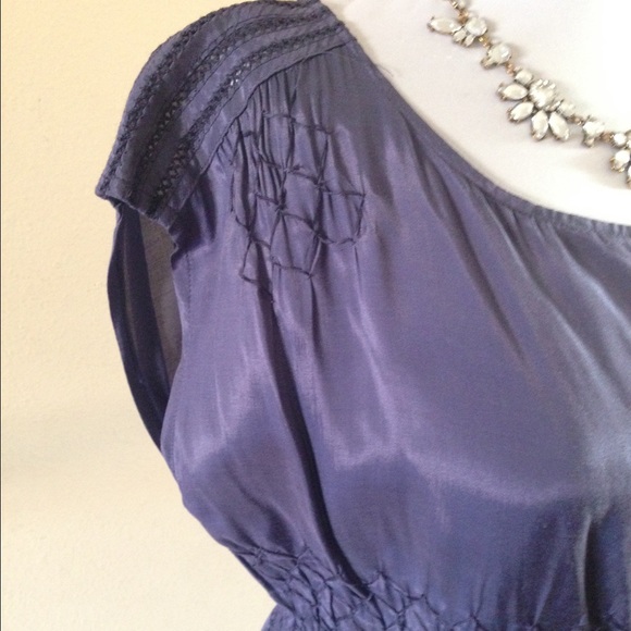 Purple embroided top with elastic waist & pockets - Picture 3 of 4
