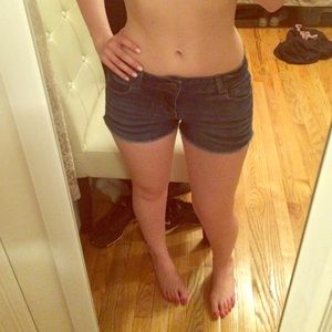 Cut off short dark wash shorts