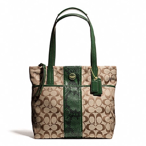 Coach Signature Python Tote (Green)