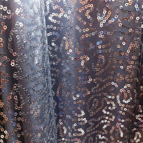 Long Grey Sequin Prom Dress - Picture 2 of 4