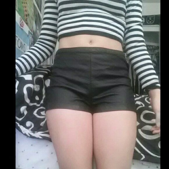 Pleather High Waisted Shorts