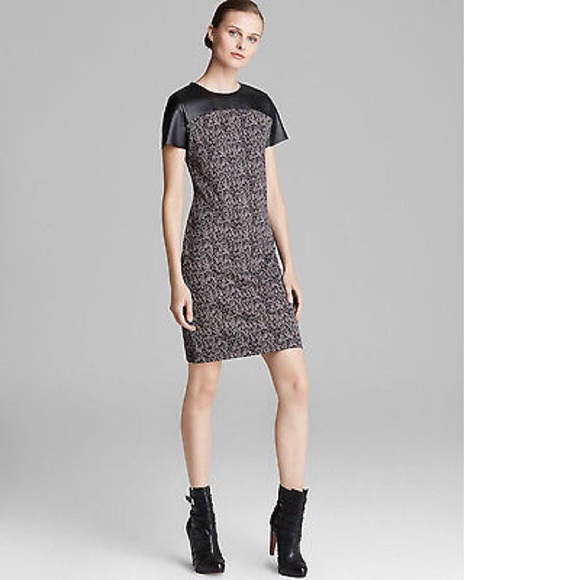 Michael Kors Houndstooth Leather Top Dress