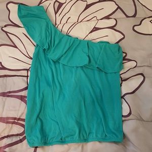 Ruffled turquoise top