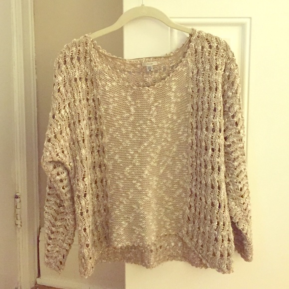 Urban Outfitters Beige and White Sweater